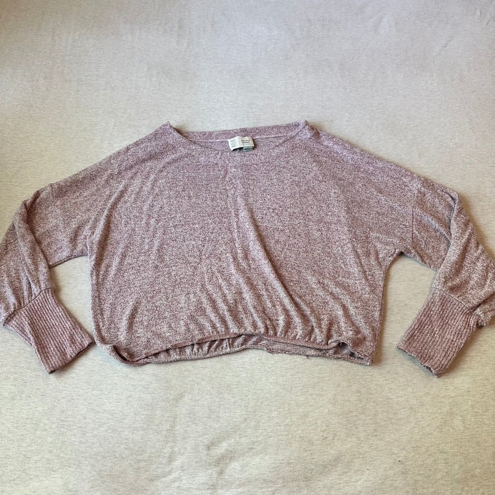 Saturday Sunday Anthropologie Mauve‎ Marl Cropped Pullover Sweater Small